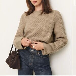 Reformation Calloway Regenerative Wool Crew Sweater in Linen Cable: NWT!